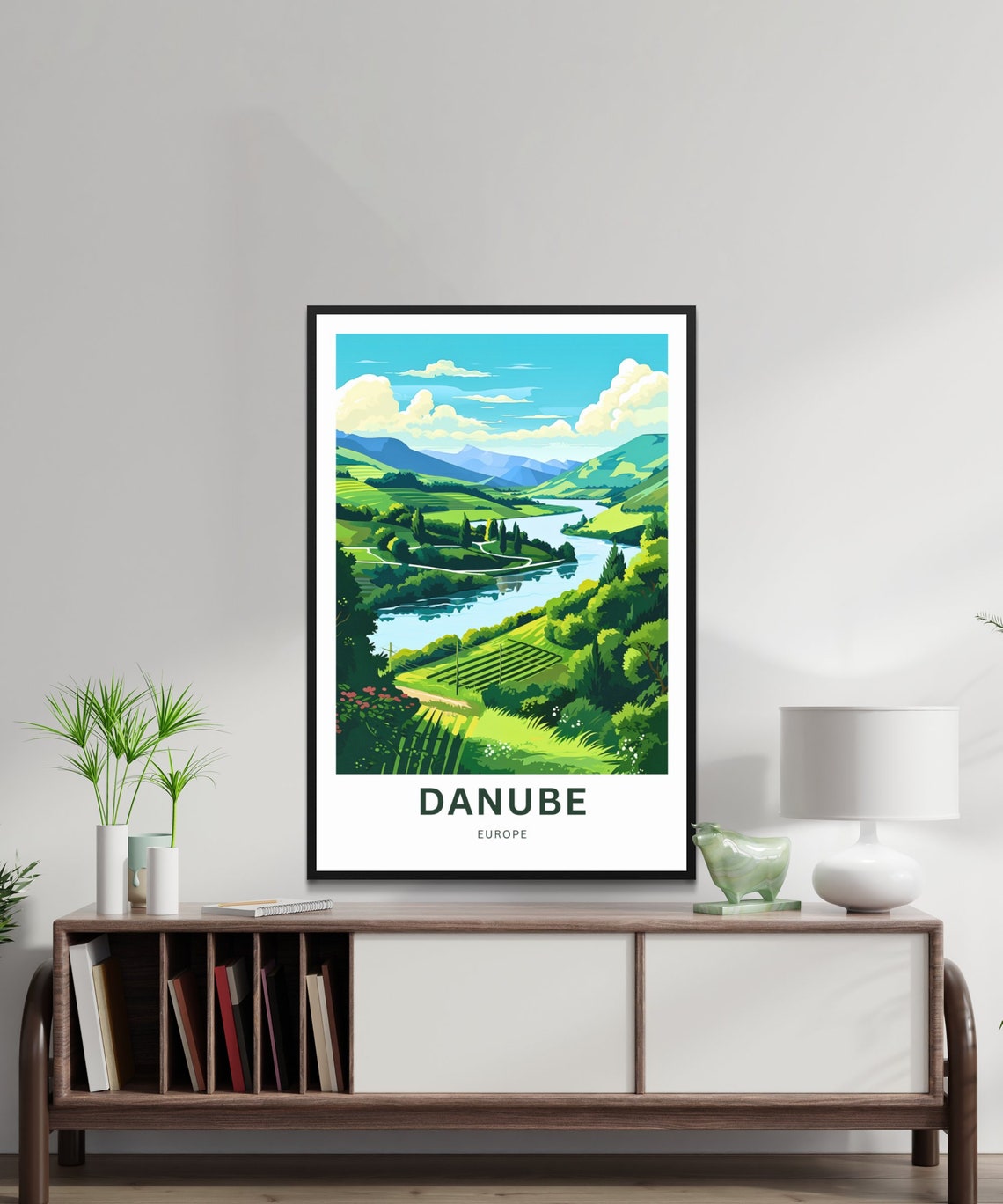 Danube Europe Vineyard Valley River Bend Vintage Travel Poster - Image 2