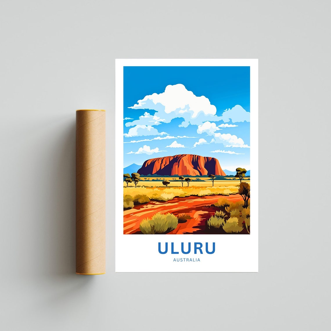 Uluru Australia Red Rock Desert Plain Vista Custom Text Poster - Image 4