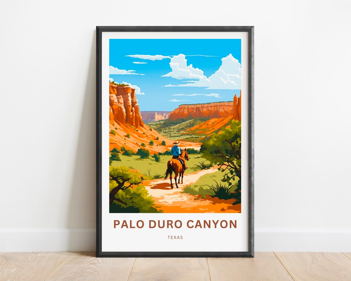 Palo Duro Canyon Texas Lone Horseback Rider Desert Trail Travel Poster
