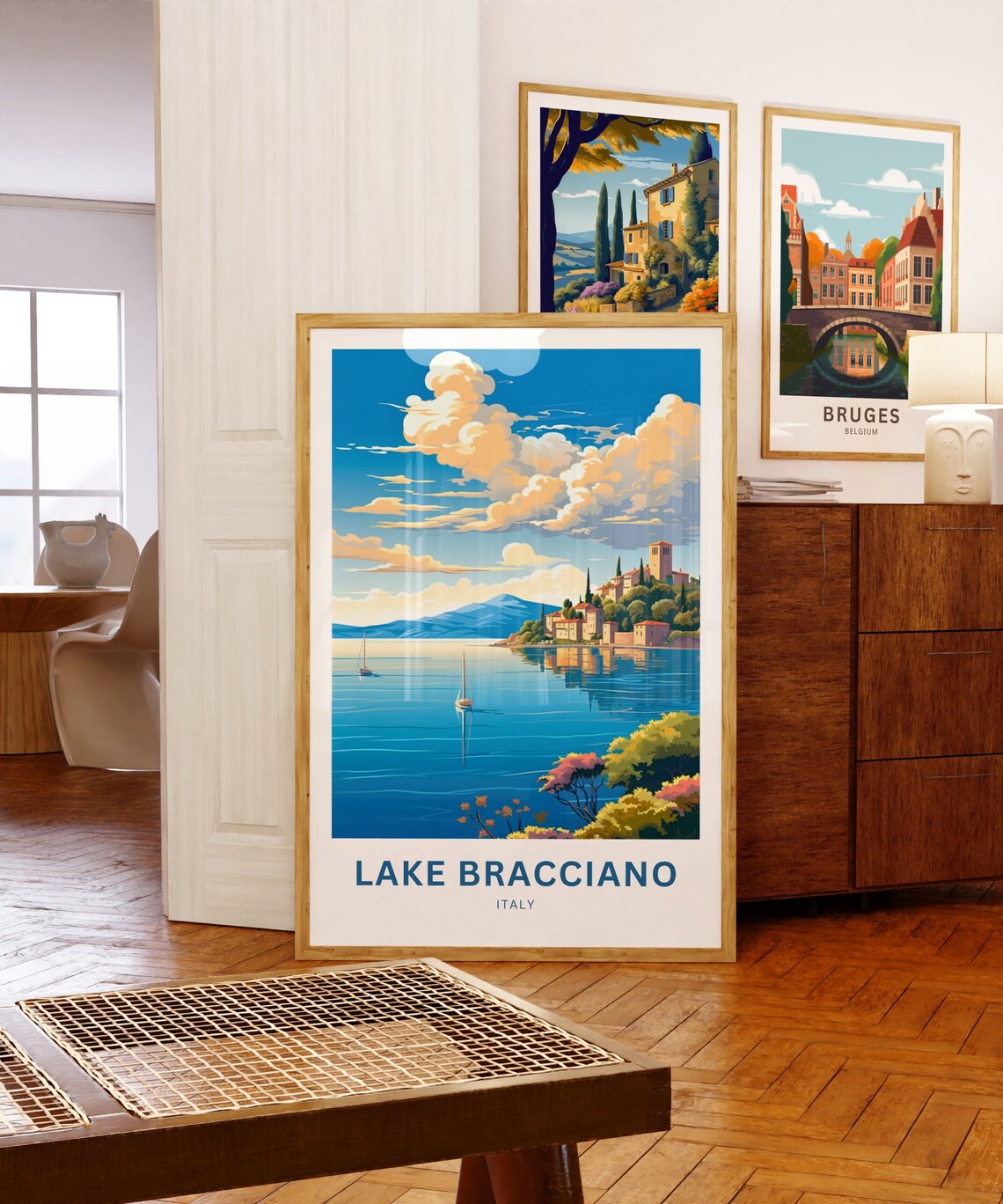 Lake Bracciano Italy Sailboat Lakeside Village Travel Poster - Image 5