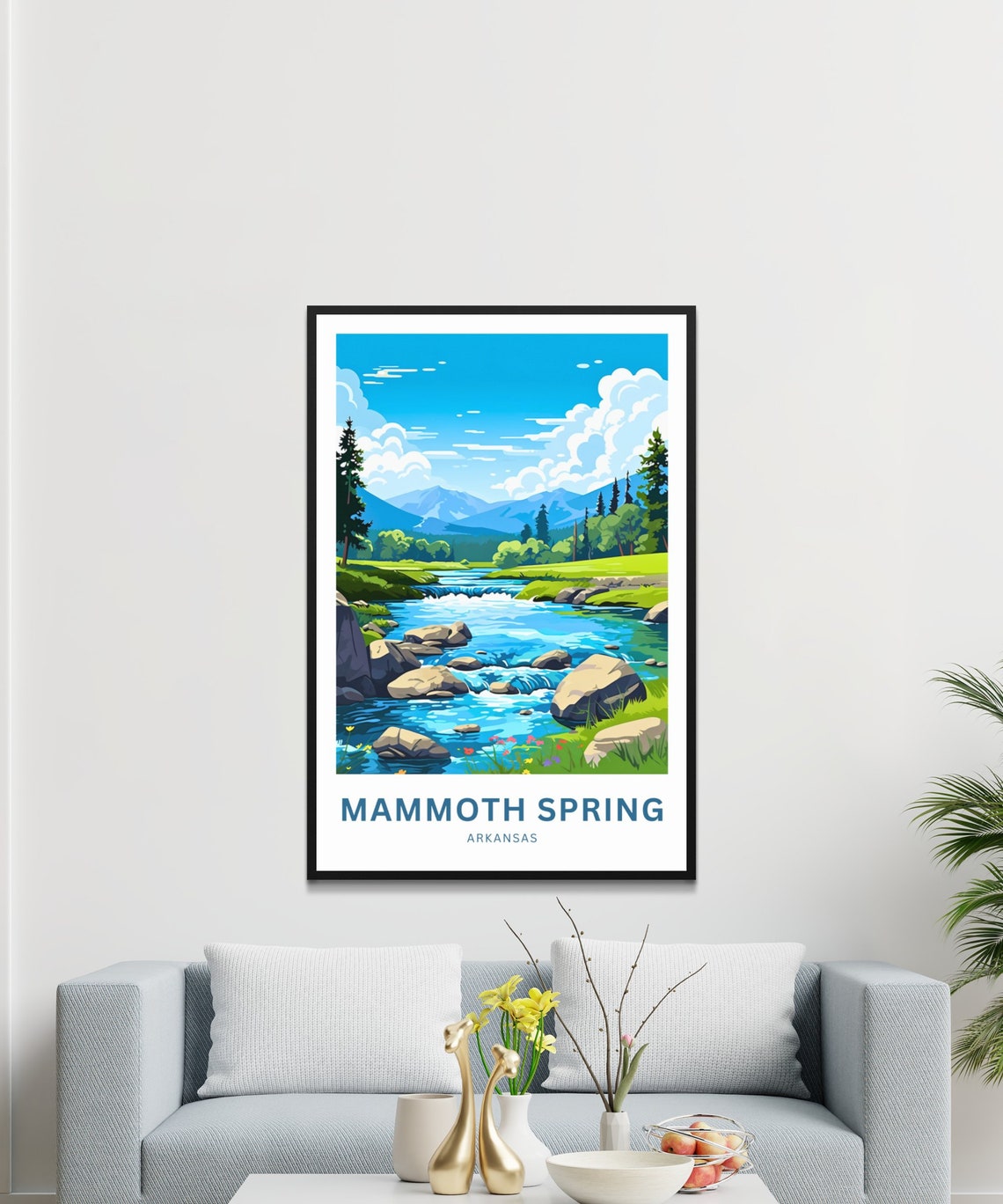 Mammoth Spring Arkansas Mountain Stream Rocks Custom Travel Poster - Image 3