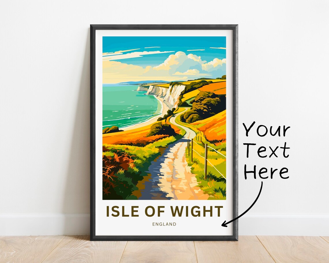 Isle of Wight England Golden Fields Coastal Walk Travel Poster