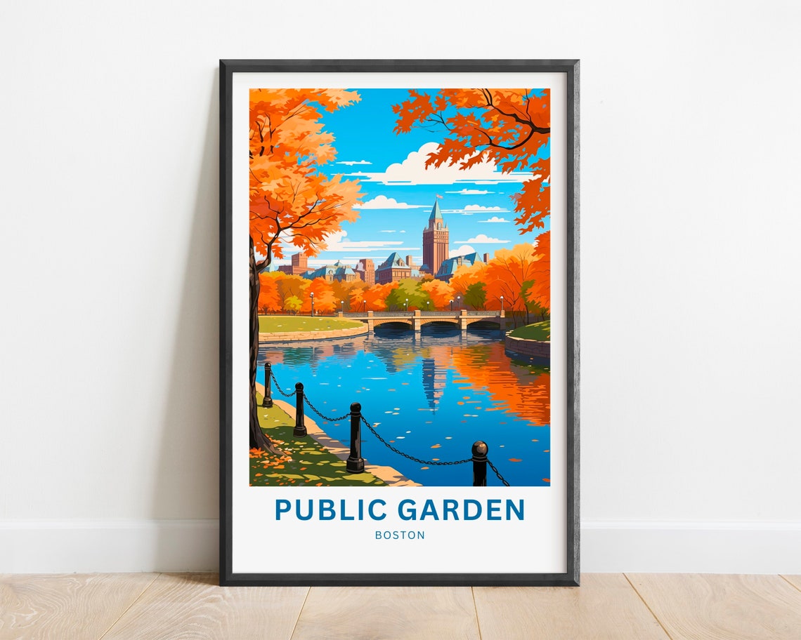 Boston Public Garden Autumn Lagoon Bridge Fall Foliage Poster