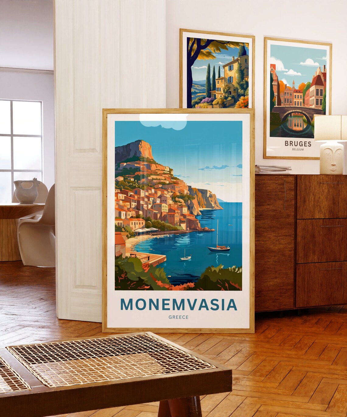 Monemvasia Greece Cliffside Town Vintage Travel Poster Sea Gift - Image 5