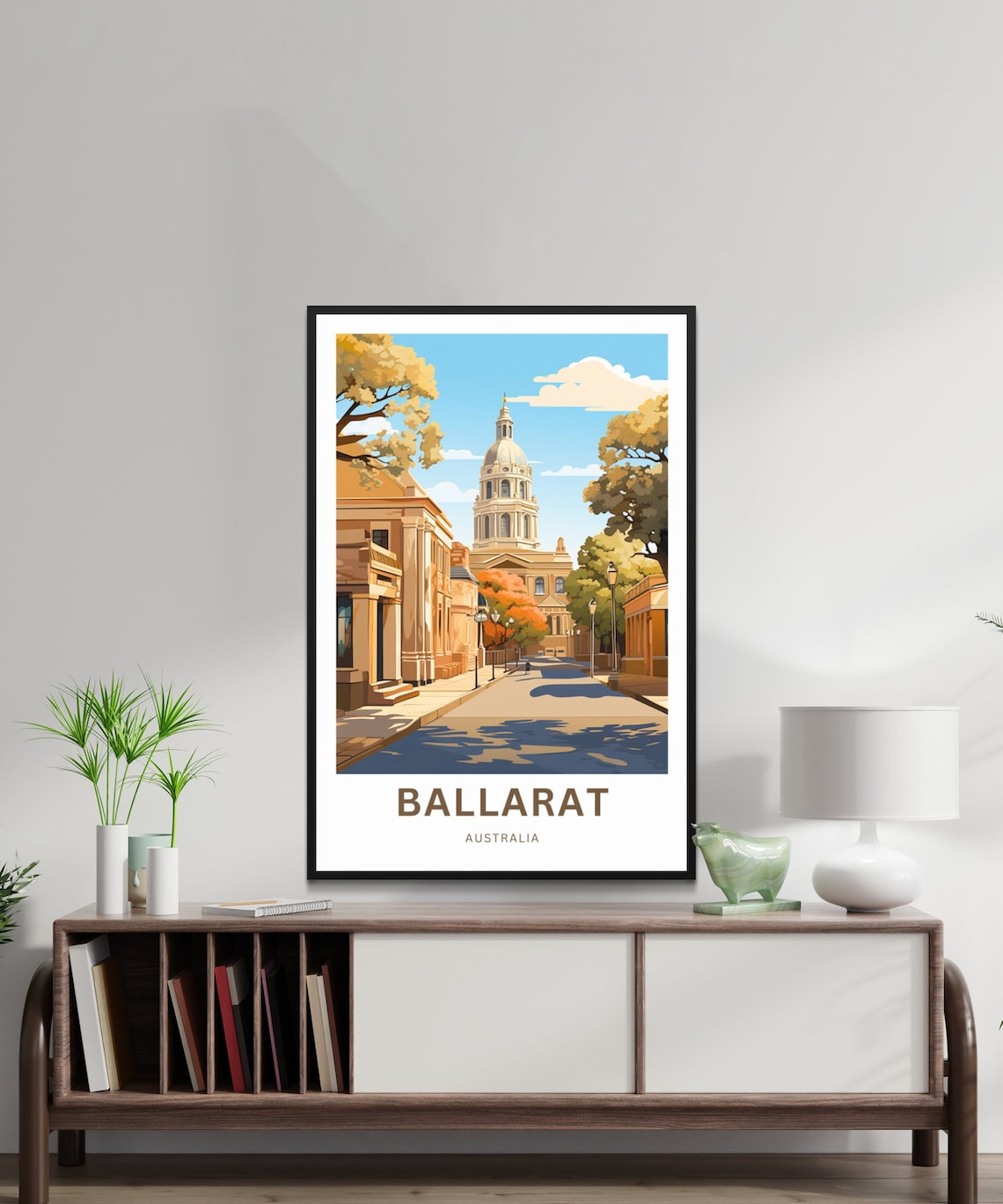 Ballarat Australia Autumn Streetscape Dome Tower Art Travel Poster - Image 2