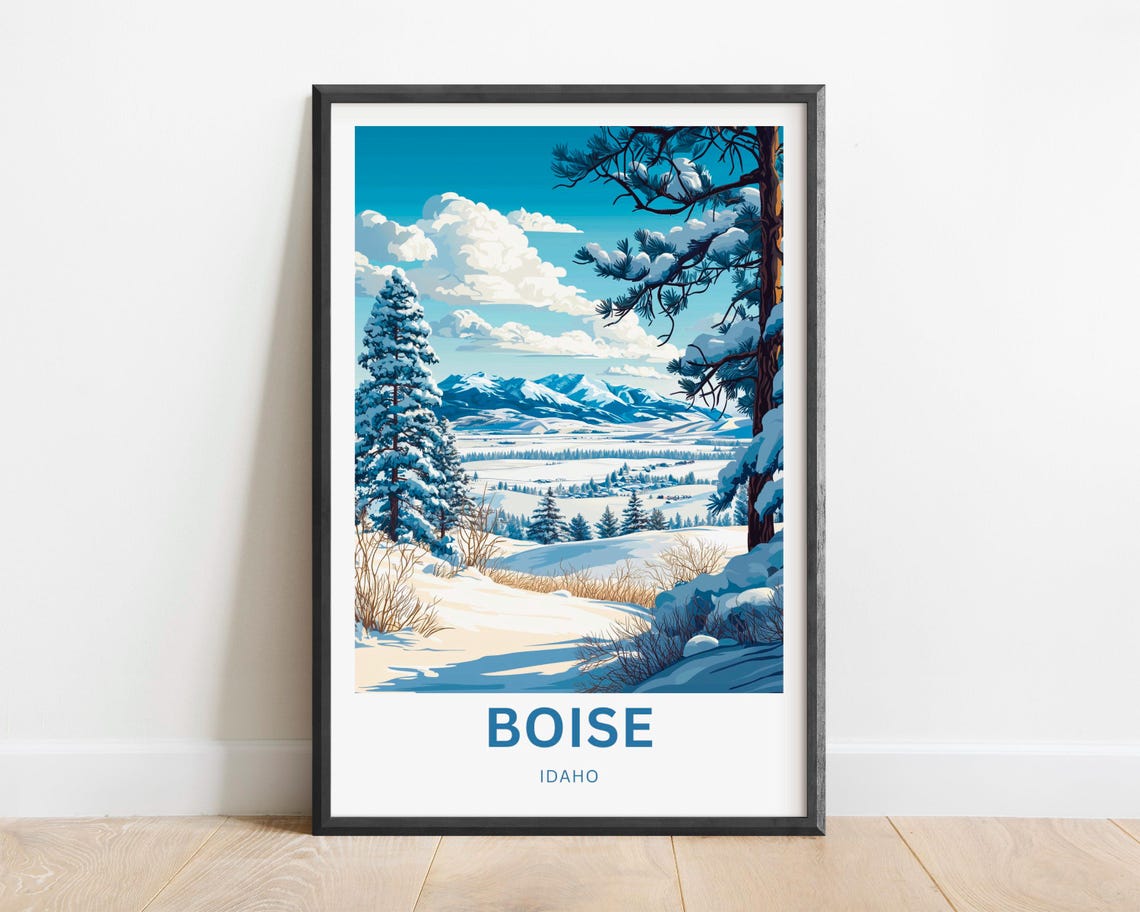 Personalized Boise Idaho Snowy Winter Forest Mountain View Poster - Image 2