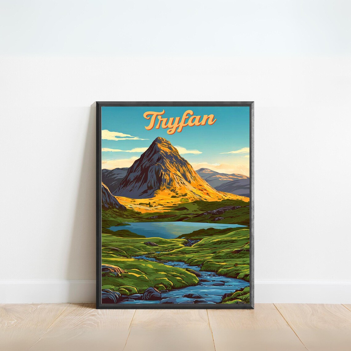 Tryfan Mountain Snowdonia Wales Rocky Peak Vintage Travel Poster
