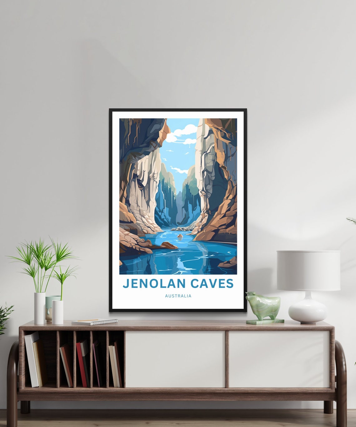 Jenolan Caves Australia Narrow Canyon Blue Water Cliffs Travel Poster - Image 2