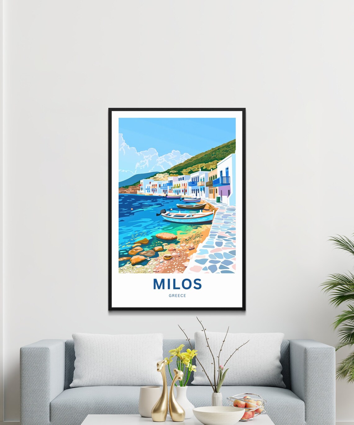 Milos Greece Personalized Colorful Waterfront Village Travel Poster - Image 3