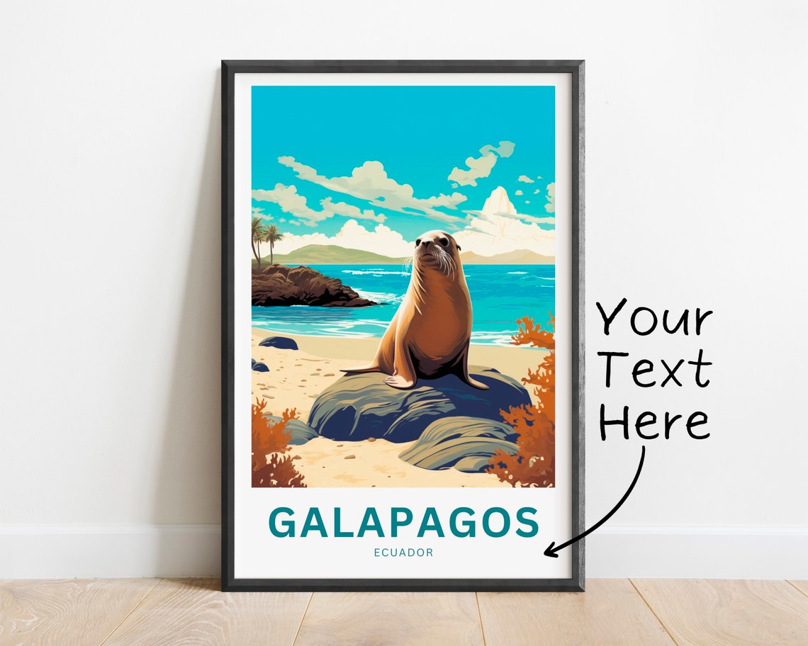 Personalized Galapagos Ecuador Sea Lion Beach Wildlife Travel Poster