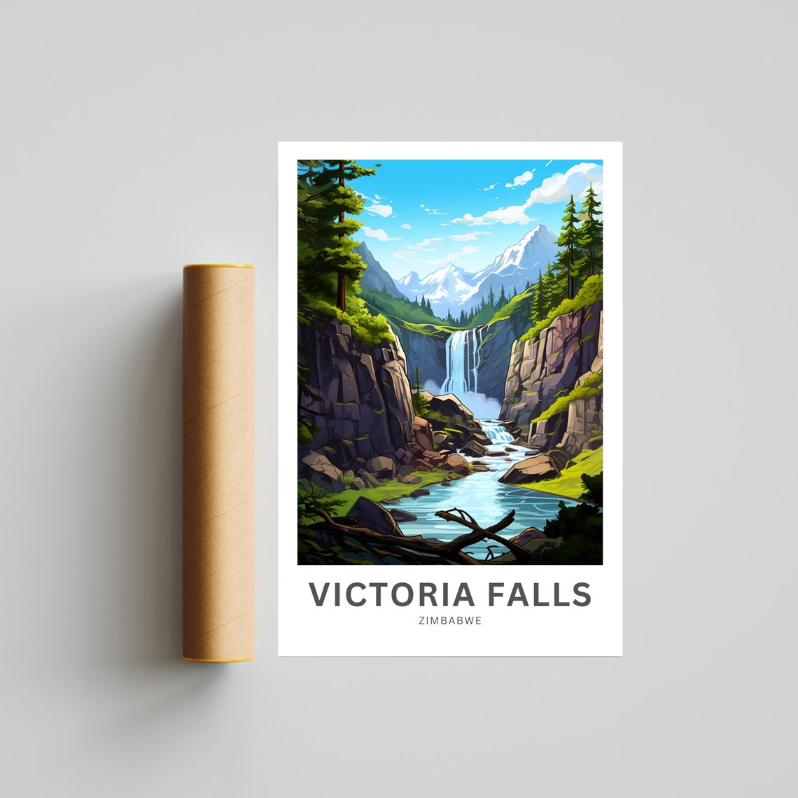Victoria Falls Zimbabwe Rocky Gorge Waterfall Vintage Nature Poster - Image 4