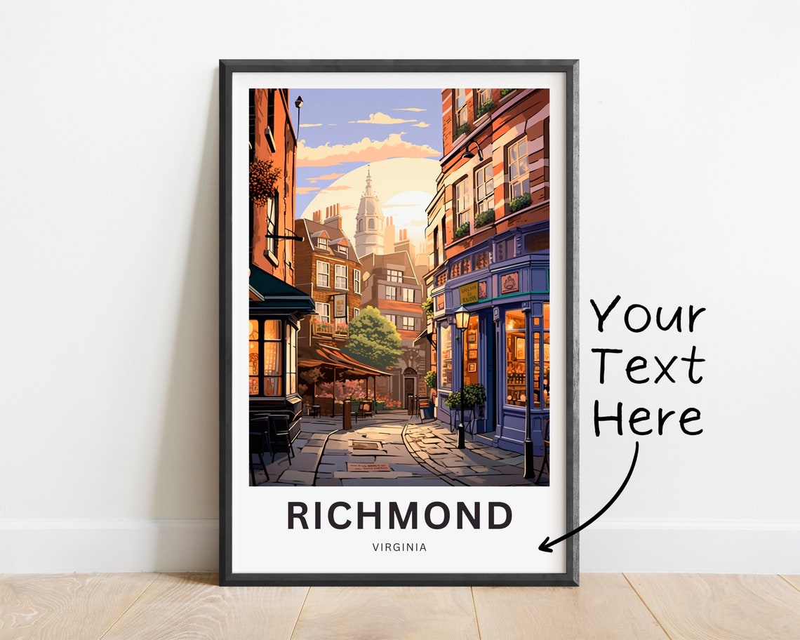 Personalized Richmond Virginia Old Town Street Custom Travel Poster