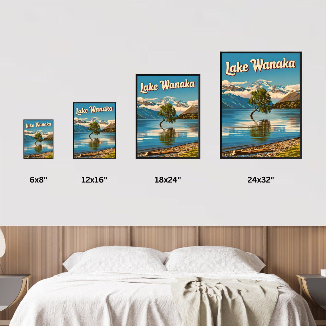 Lake Wanaka Willow Tree Alpine Lake Vintage New Zealand Poster - Image 3