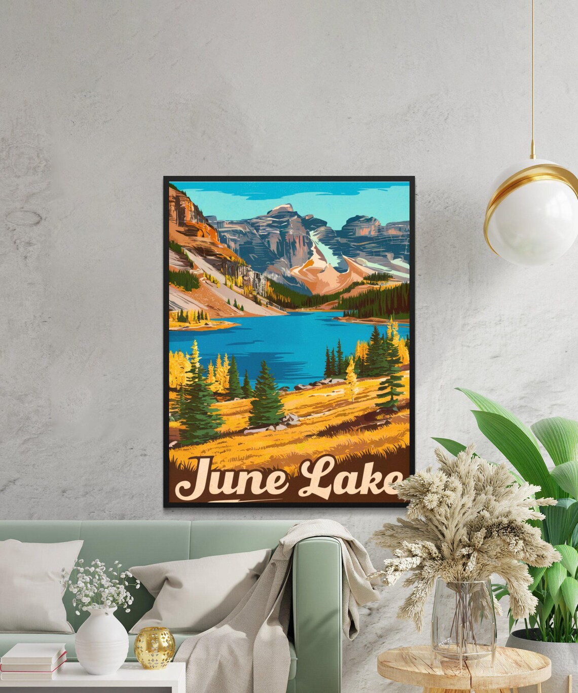June Lake California Blue Lake Peaks Autumn Retro Travel Poster - Image 2