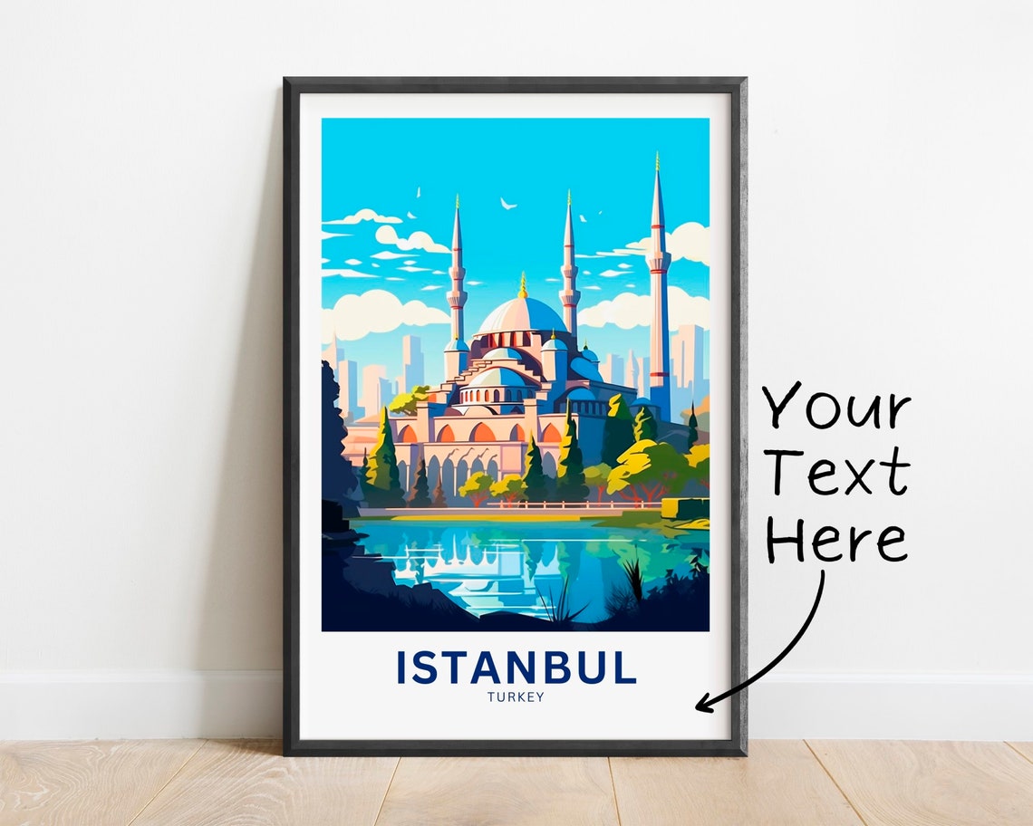 Personalized Istanbul Turkey Grand Mosque Minarets Custom Poster