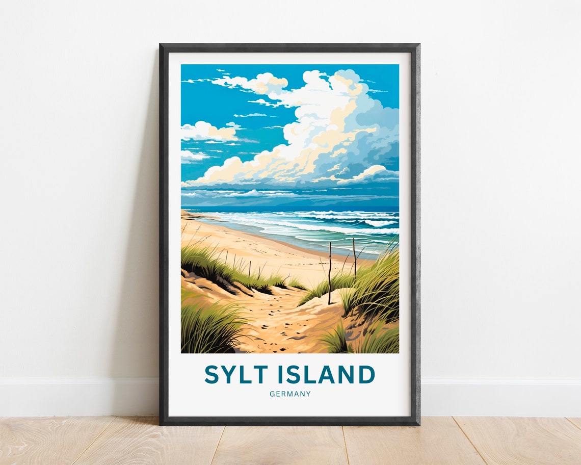 Sylt Island Germany North Sea Beach Dunes Scenic Travel Poster