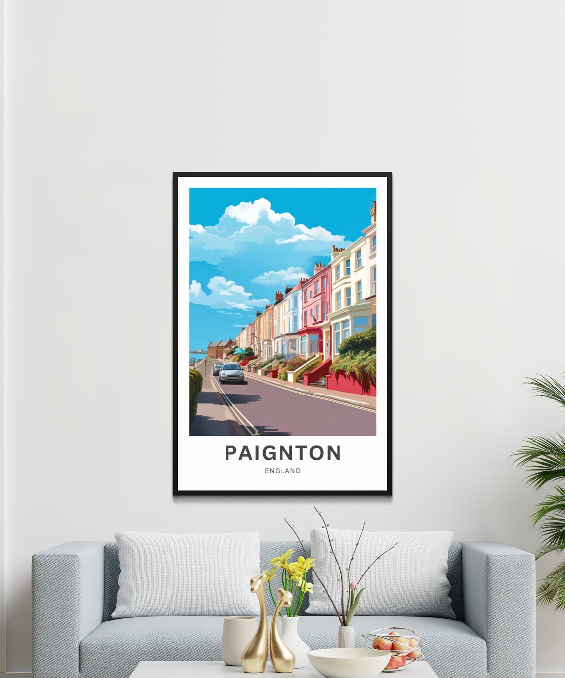 Paignton England Pastel Terraces Sunny Street Seaside Poster - Image 2