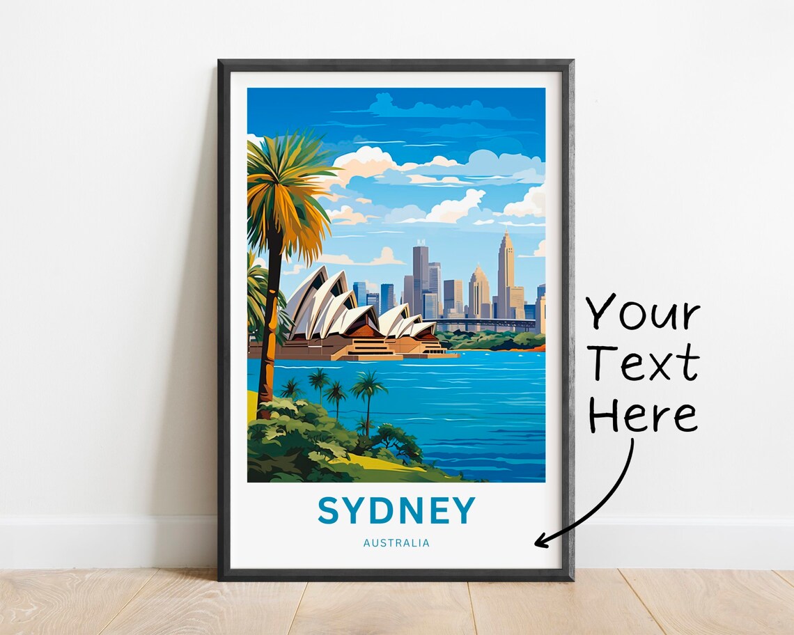 Sydney Australia Opera House Harbour City Skyline Travel Poster