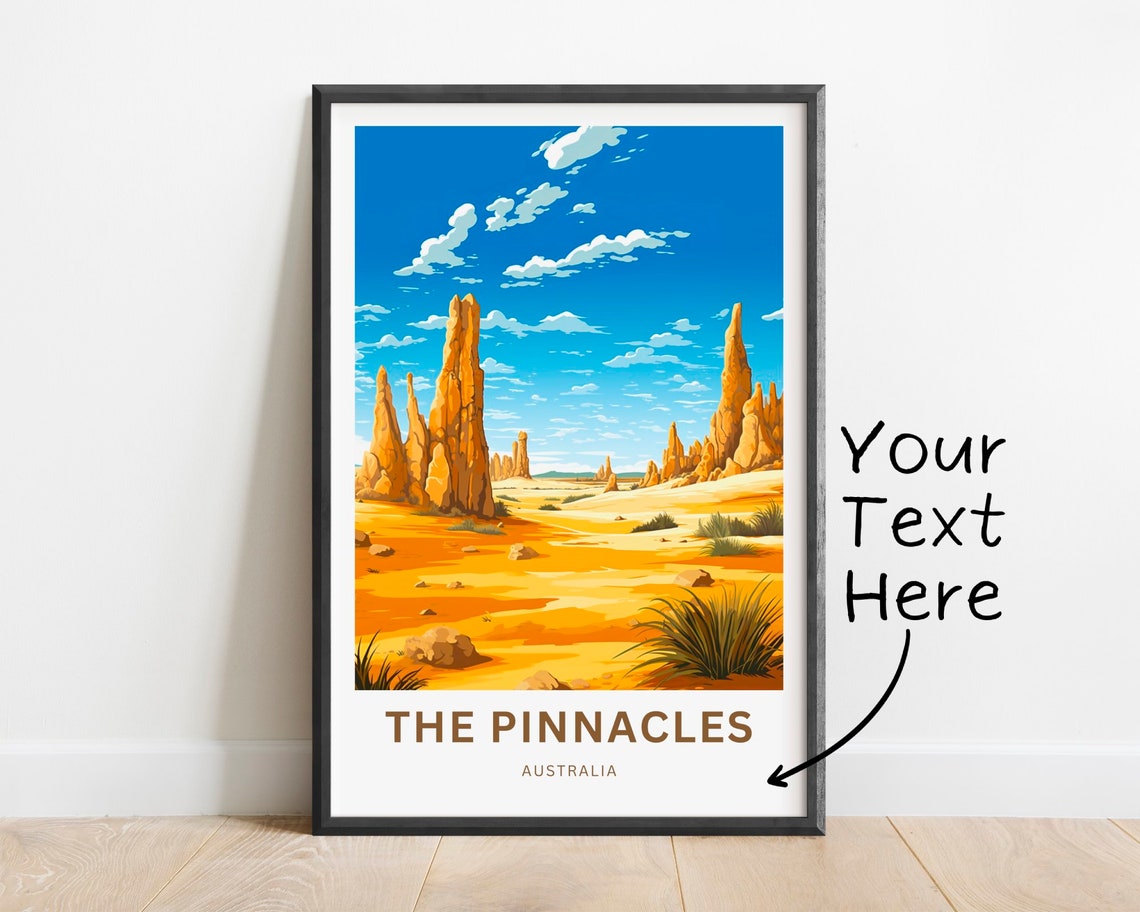 The Pinnacles Australia Desert Limestone Spires Custom Travel Poster