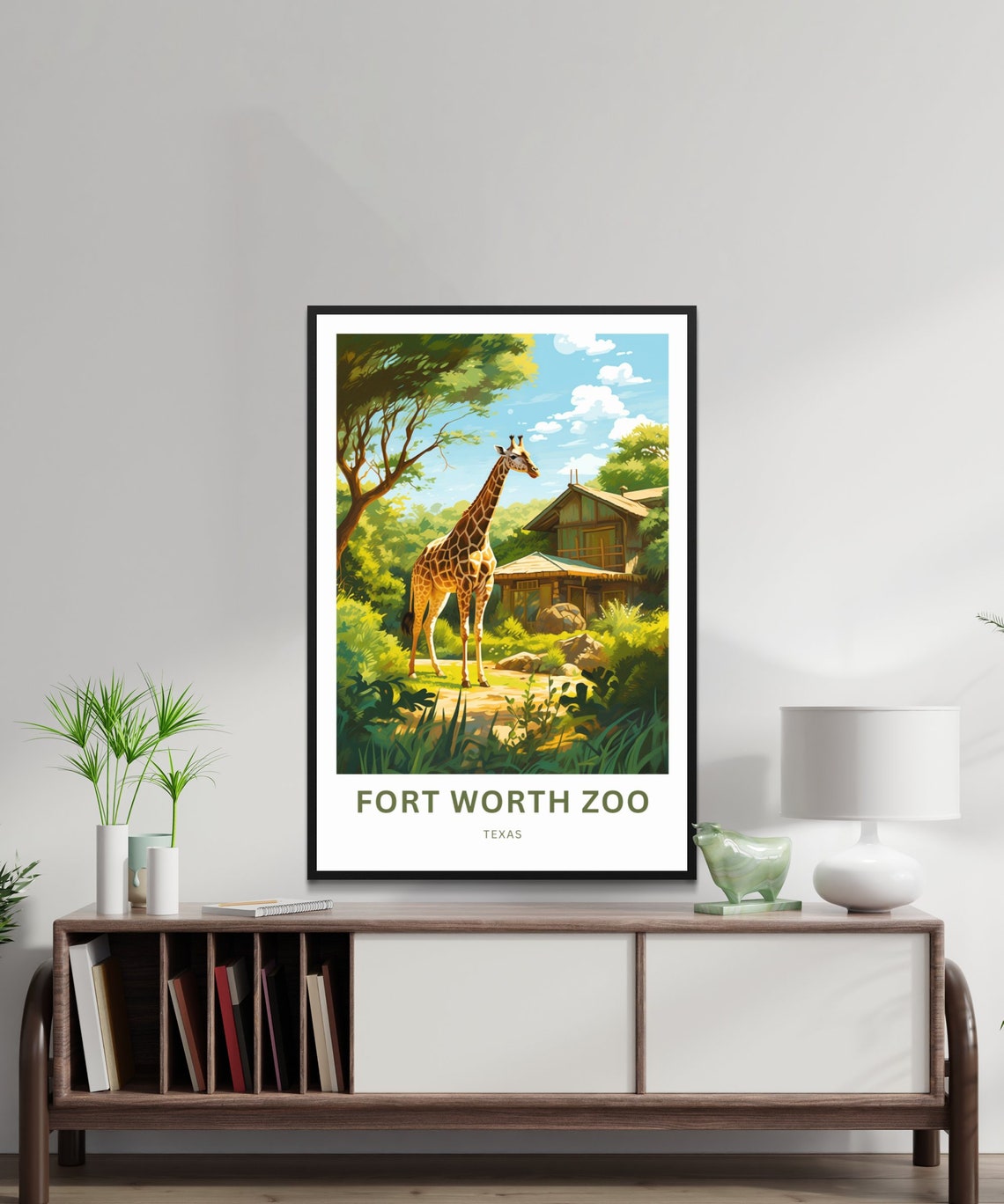 Fort Worth Zoo Texas Giraffe Wildlife Garden Vintage Travel Poster - Image 2