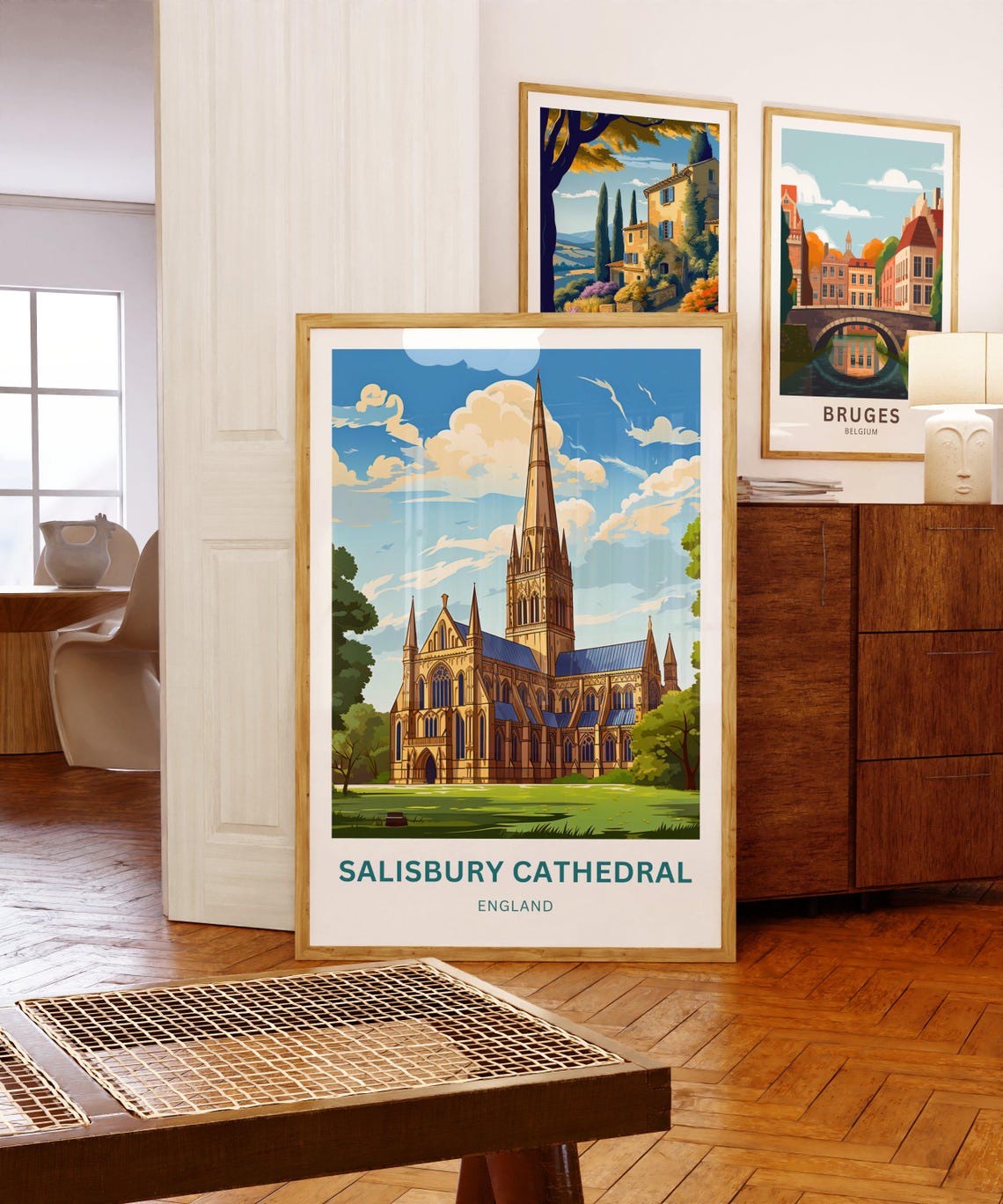 Salisbury Cathedral England Sunny Day Gothic Spire Art Poster - Image 5