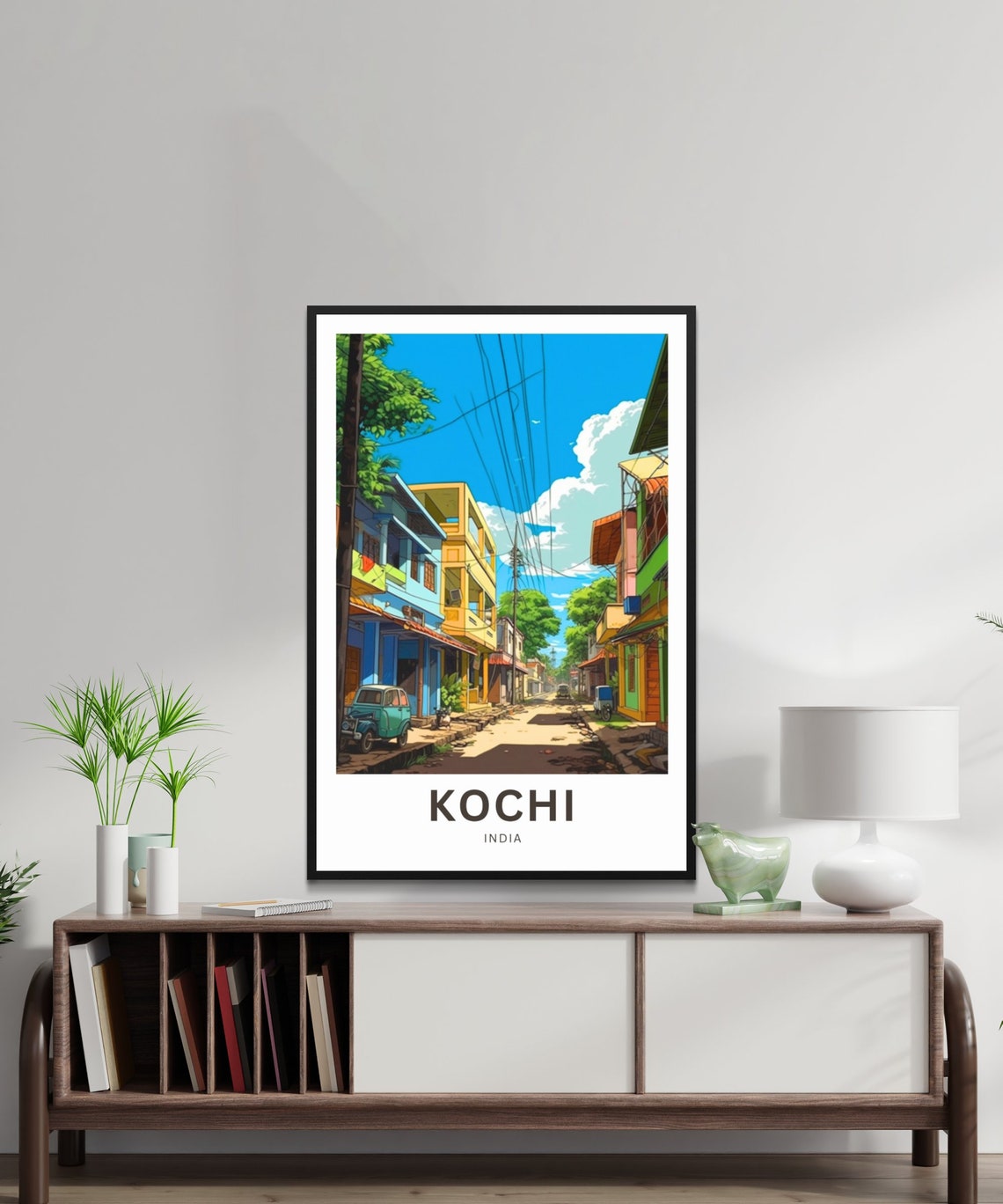 Personalized Kochi India Street Scene Travel Poster with Custom Text - Image 2