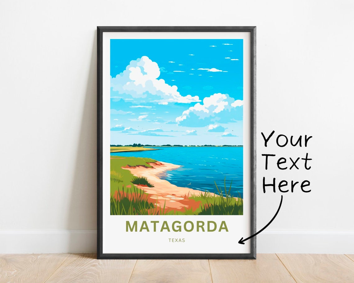 Personalized Matagorda Texas Gulf Coast Shoreline Travel Poster