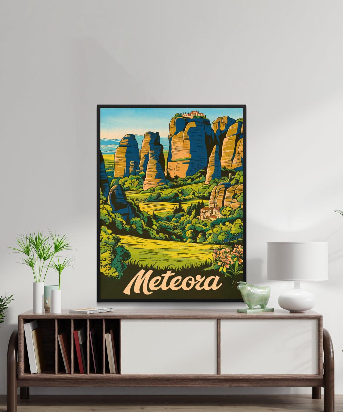 Meteora Greece Retro Scenic Vintage Rock Monasteries Travel Poster - Image 3