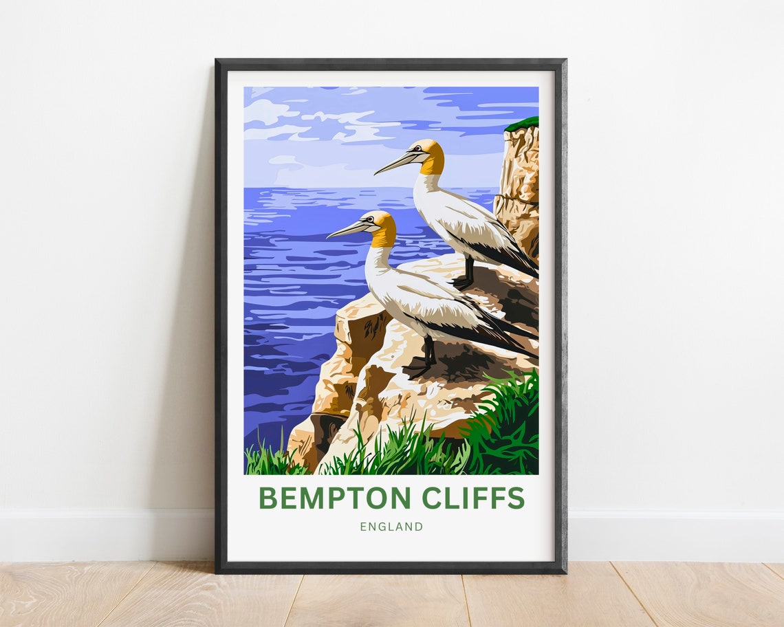 Bempton Cliffs England Gannets on Coastal Rocks Personalized Poster - Image 2