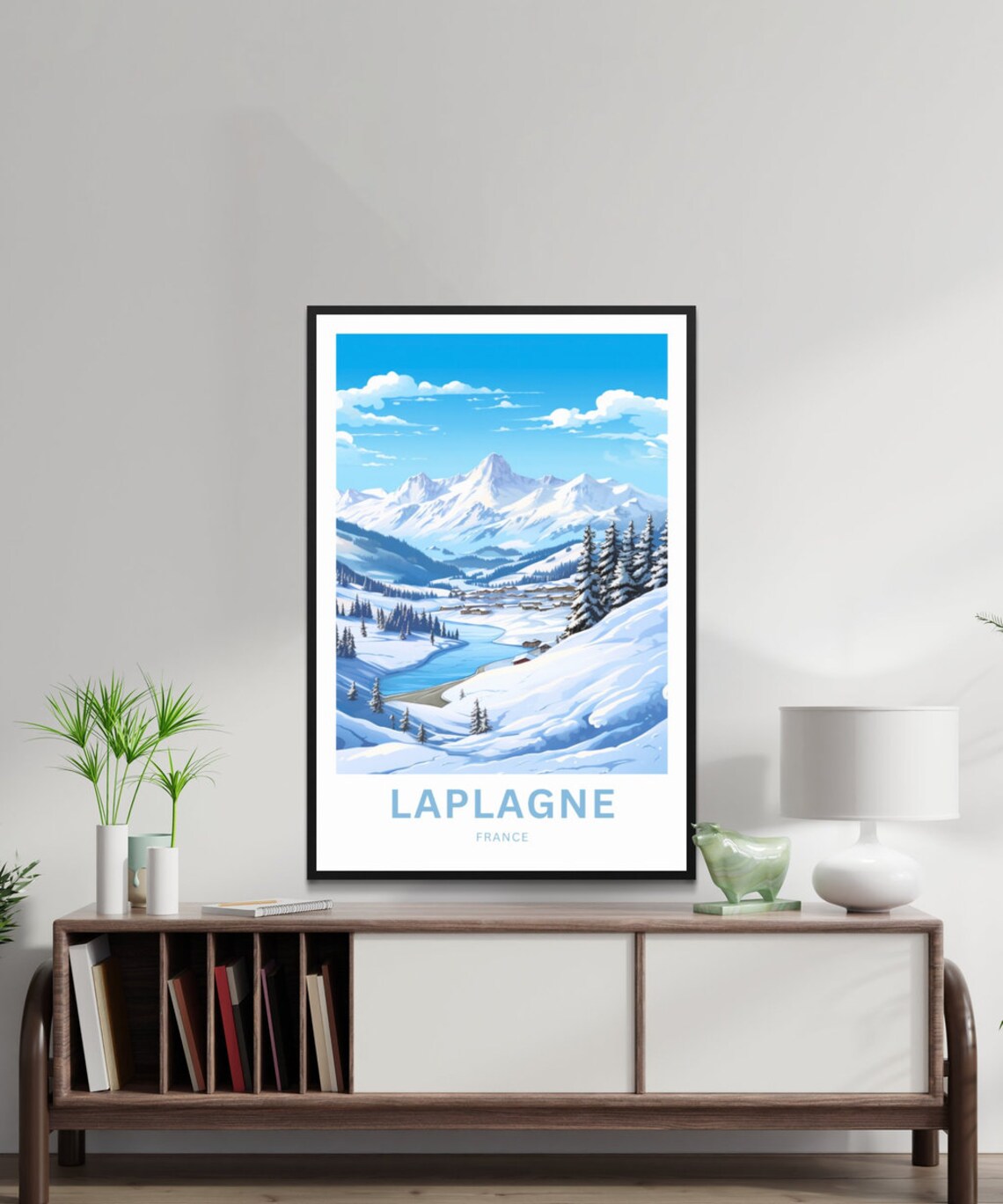 Laplagne France Snowy Alpine Valley and Mountain Peaks Poster - Image 2