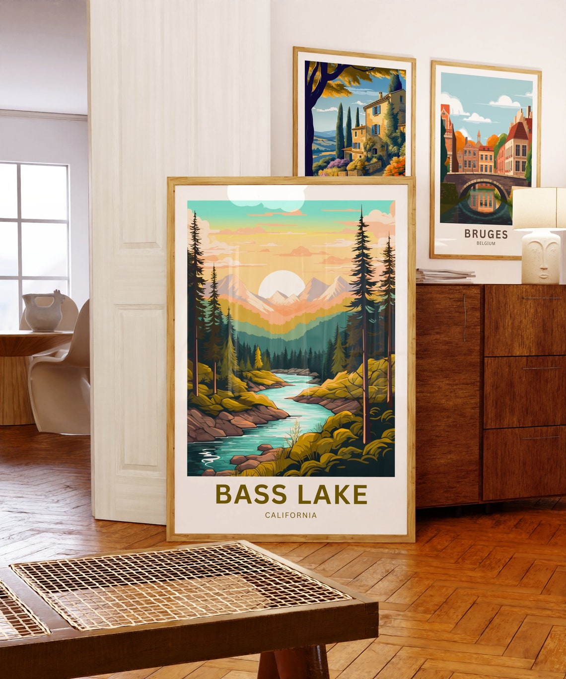 Personalized Bass Lake California Sunset River Travel Poster - Image 5