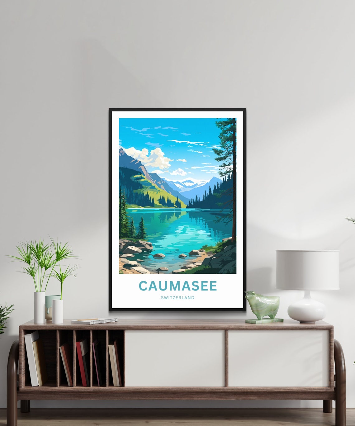 Caumasee Switzerland Turquoise Alpine Lake Pine Forest Travel Poster - Image 3