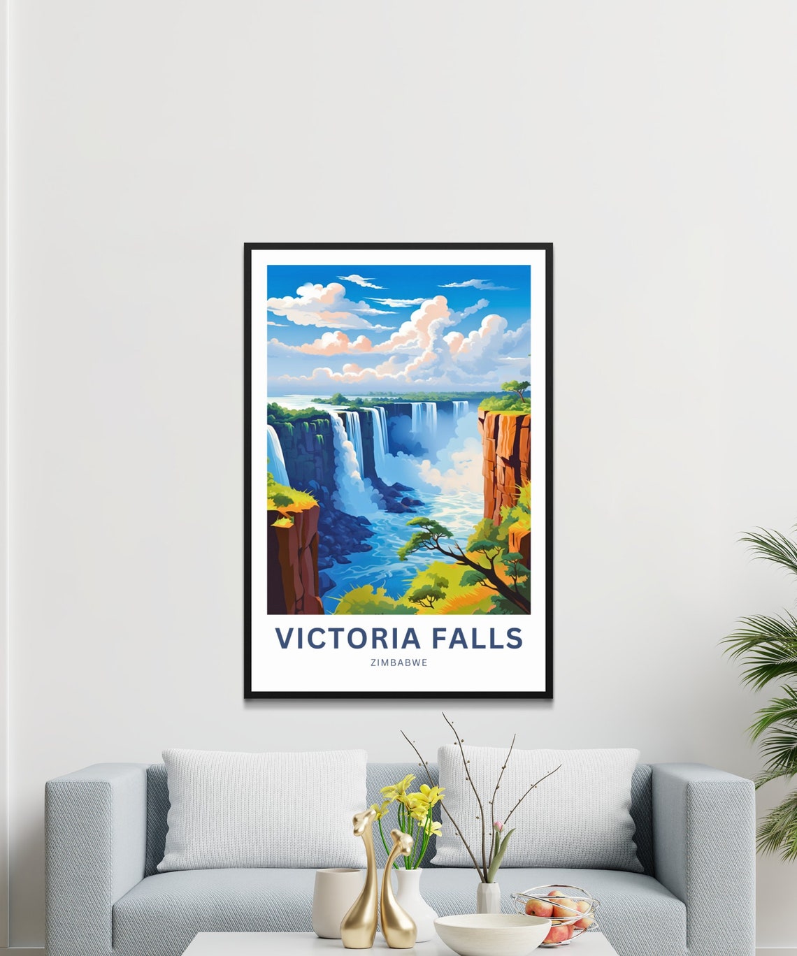 Victoria Falls Zimbabwe Falls Panorama Red Cliffs Travel Poster - Image 4