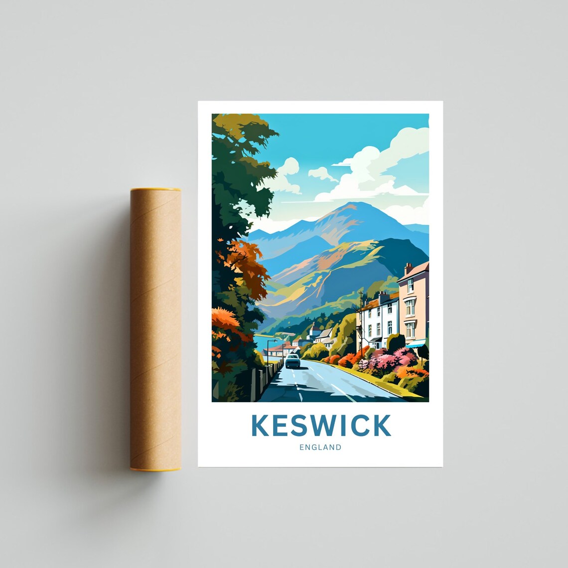 Keswick England Lake District Town Street Fell View Custom Poster - Image 4