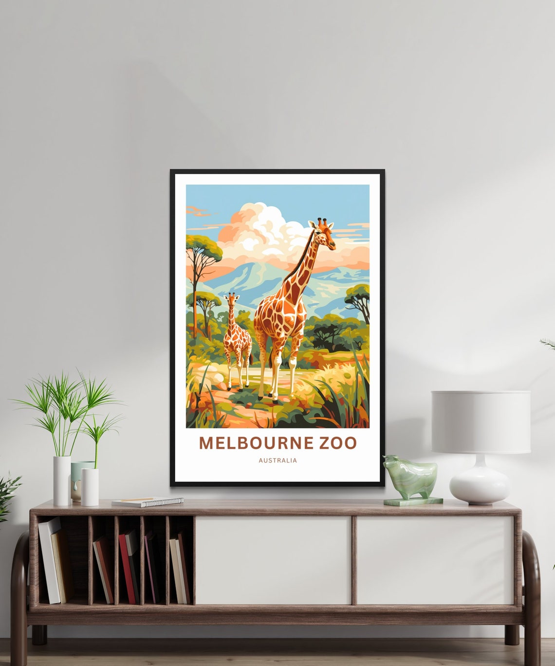 Personalized Melbourne Zoo Giraffe Savanna Custom Text Poster - Image 2