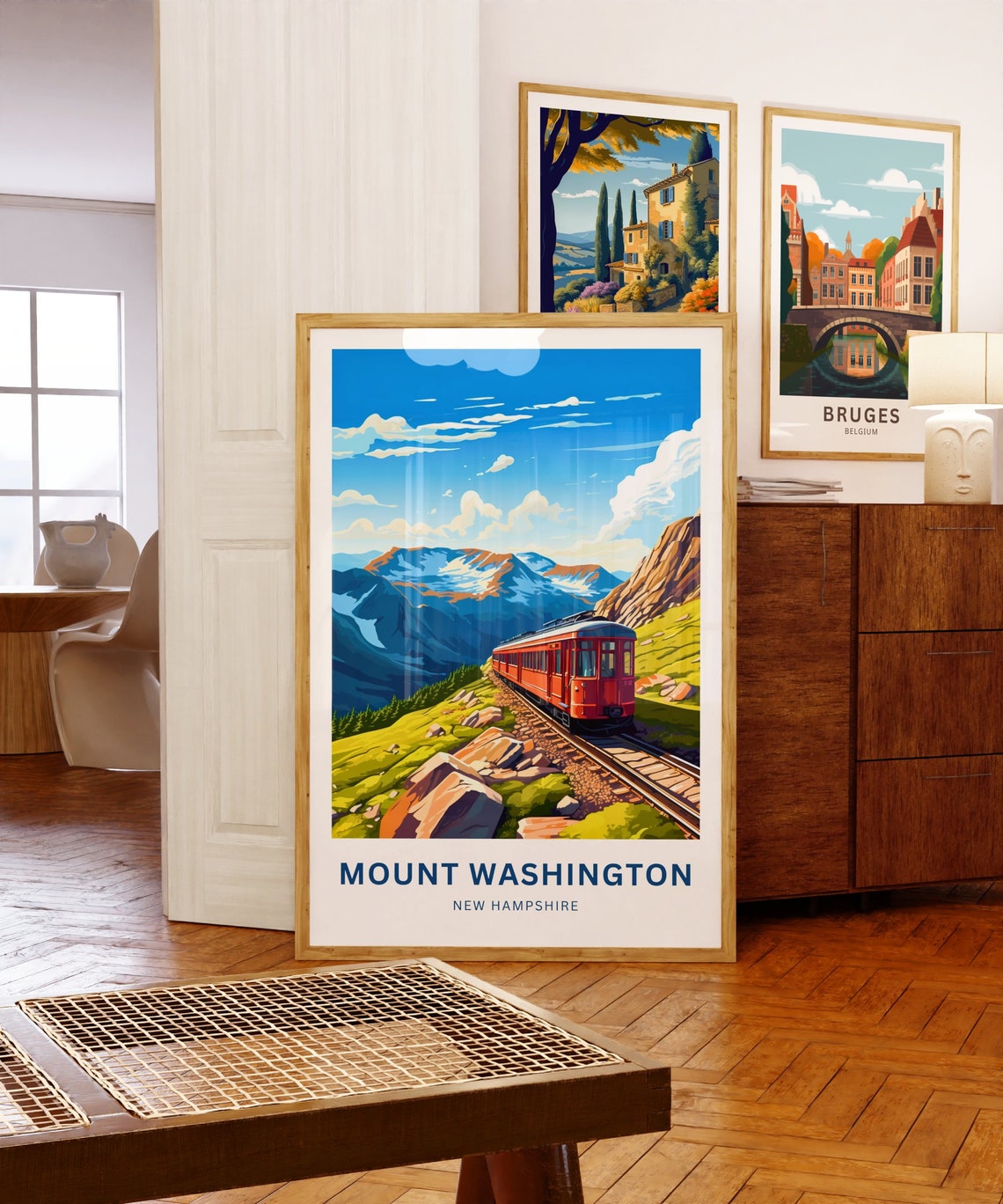 Mount Washington Red Railcar Alpine Summit Personalized Travel Poster - Image 5