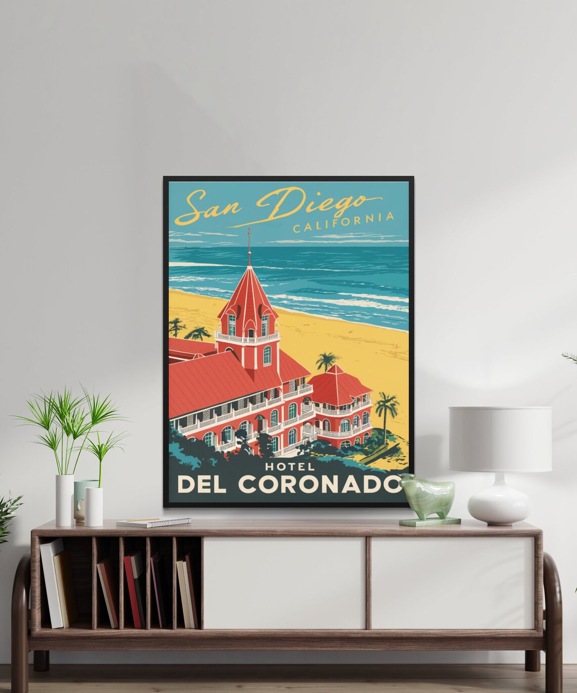 San Diego Hotel Del Coronado California Coast Vintage Poster - Image 2