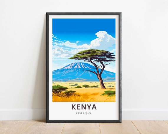 Kenya Travel Print Kenya Poster East Africa Wall Art Framed Present Gift Africa Decor Present Customize Your Text
