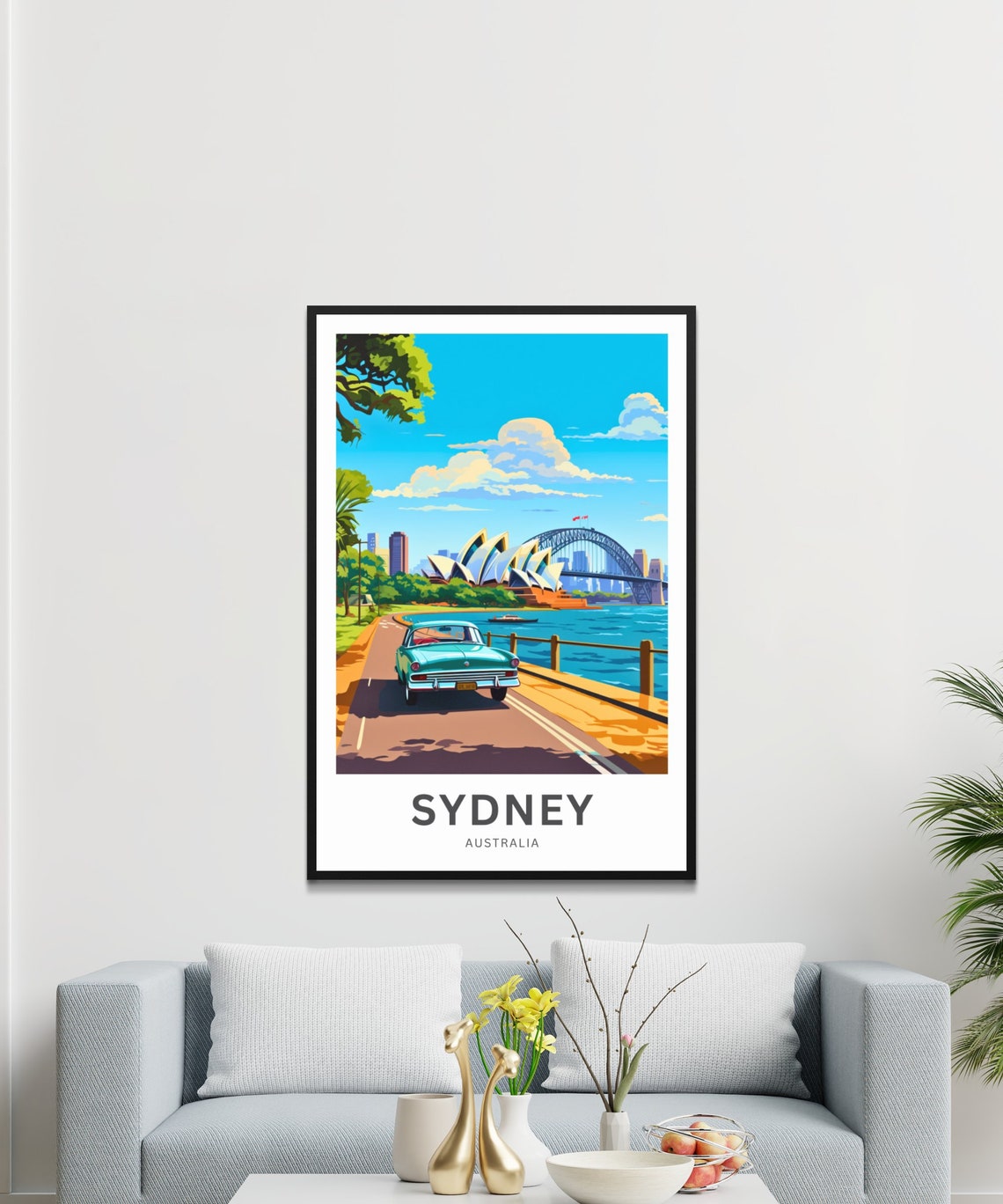 Sydney Australia Opera House Harbour Bridge Vintage Car Travel Poster - Image 3