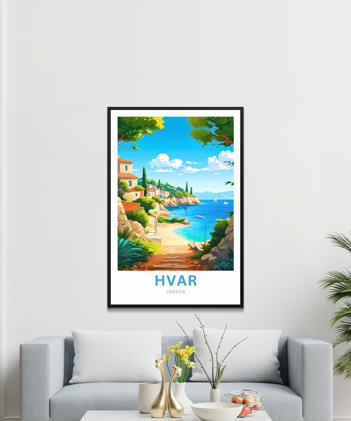 Hvar Croatia Adriatic Coast Cove And Village Travel Art Poster - Image 3