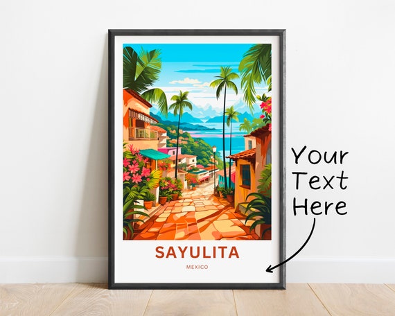 Personalized Sayulita Travel Print Sayulita Poster Mexico Wall Art Framed Present Gift Mexico Present Mexico Decor