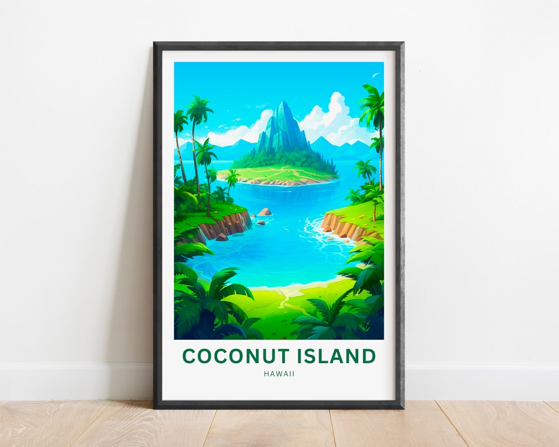 Coconut Island Hawaii Lush Volcanic Island Personalized Poster - Image 2