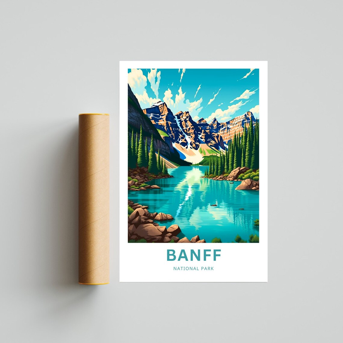 Banff National Park Turquoise Rocky Mountain Lake Travel Poster - Image 4