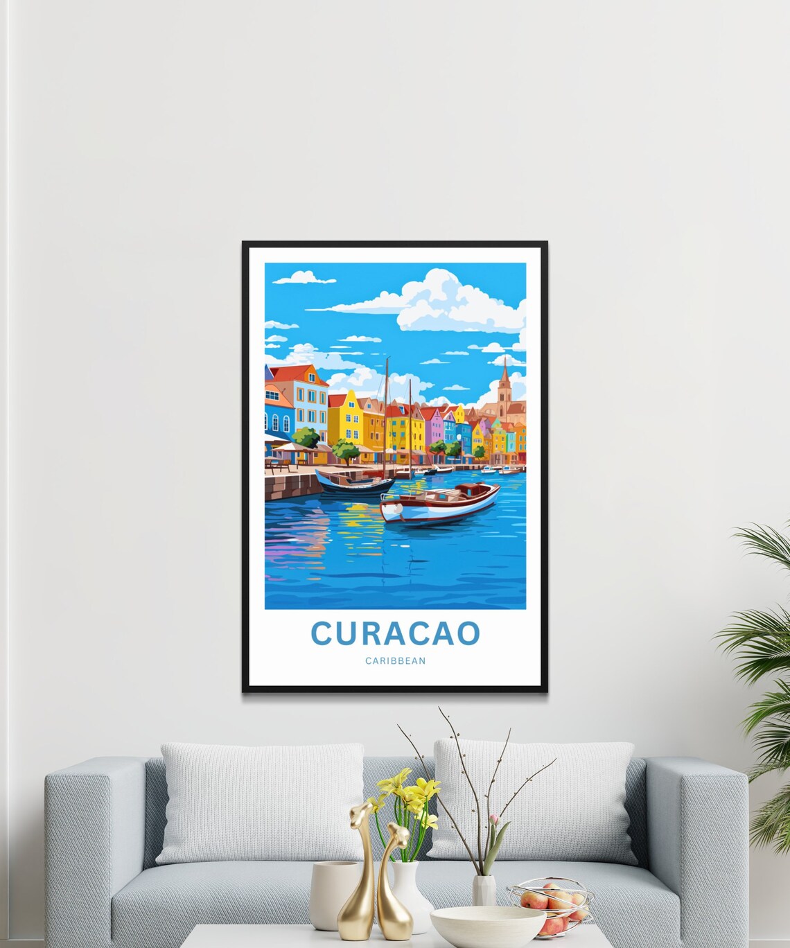 Personalized Curacao Travel Poster, Caribbean Wall Art - Image 3