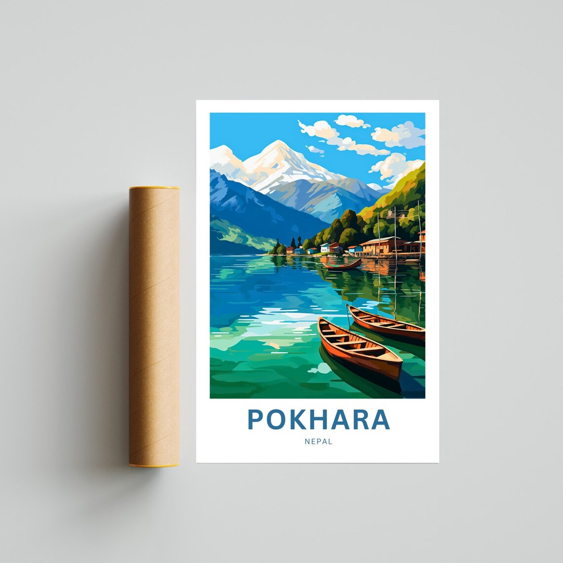 Pokhara Travel Poster, Nepal Wall Art Print - Image 4