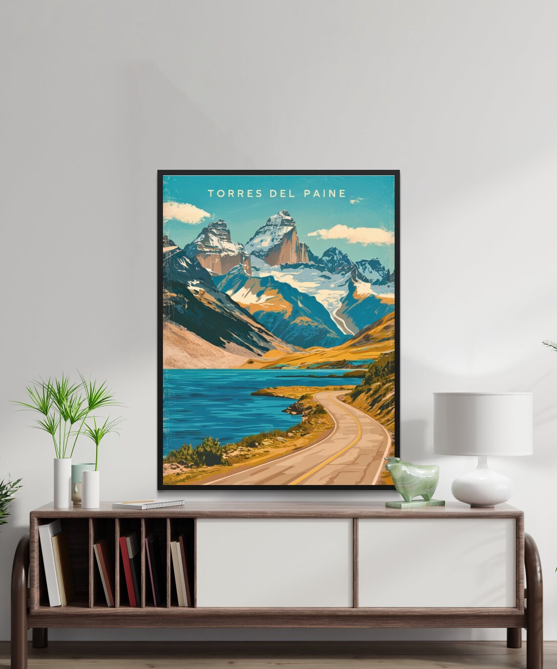 Torres Del Paine Granite Towers Turquoise Lake Retro Travel Poster - Image 3