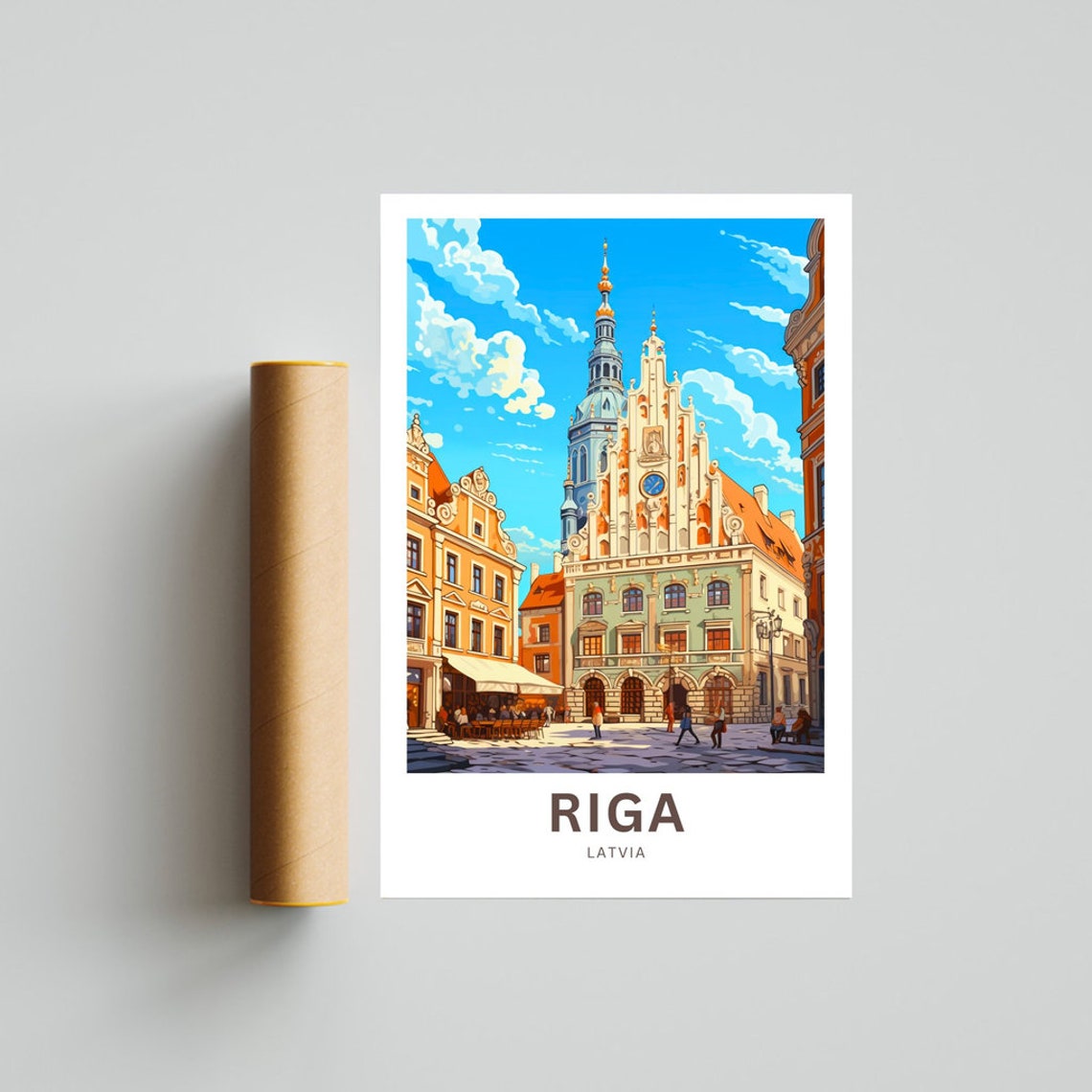 Riga Latvia Old Town Square Personalized Baltic Travel Poster - Image 4