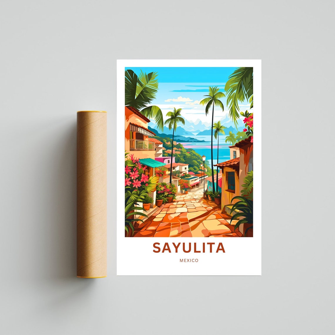 Personalized Sayulita Travel Print Sayulita Poster Mexico Wall Art Framed Present Gift Mexico Present Mexico Decor - Image 4