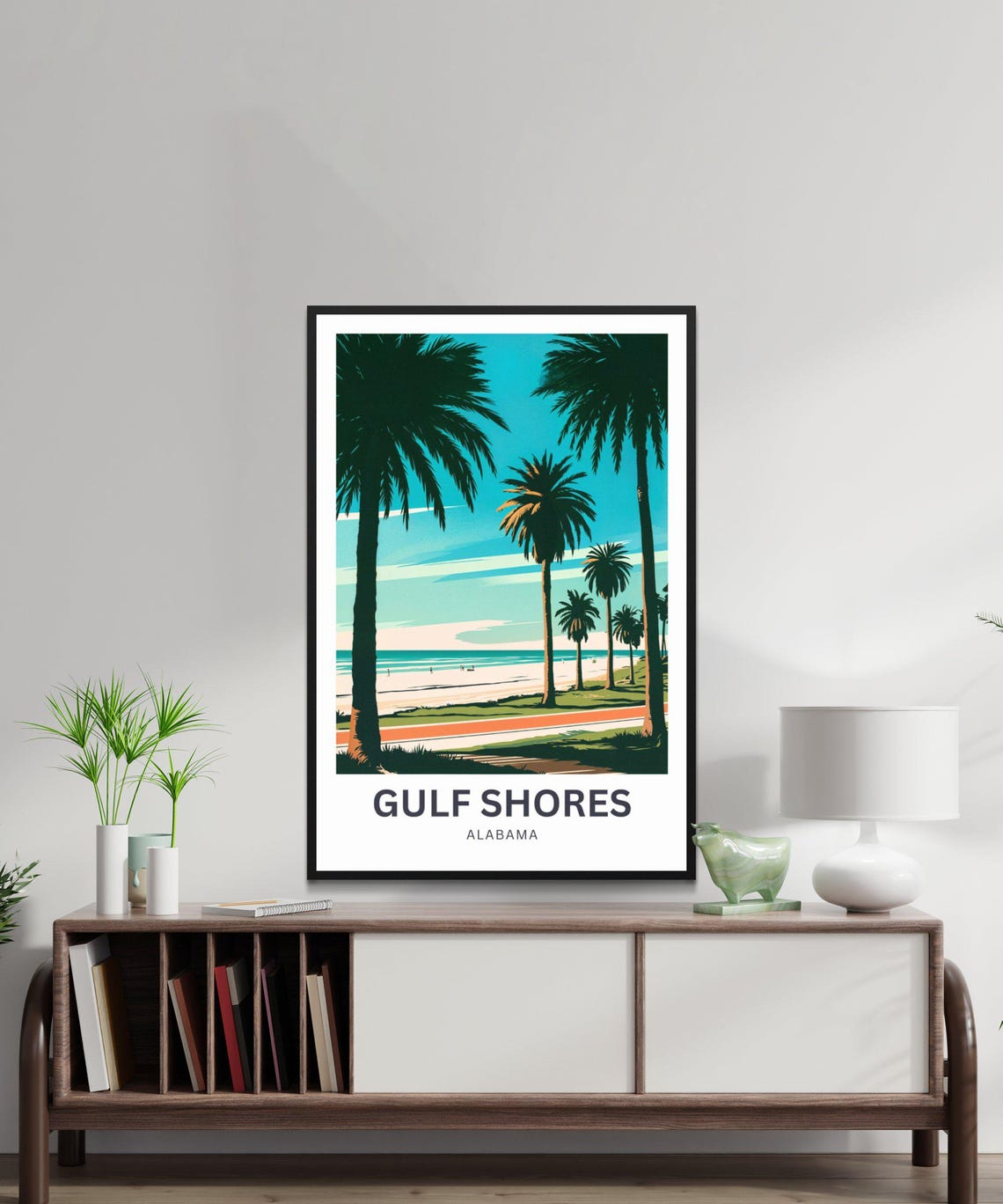Gulf Shores Alabama Palm Beach Boardwalk Coastal Travel Poster - Image 3