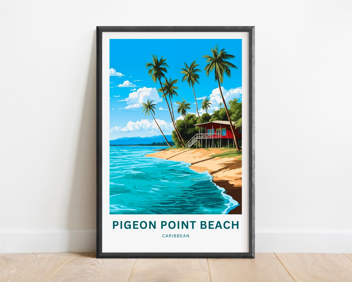 Pigeon Point Beach Caribbean Palm Lined Turquoise Shore Poster